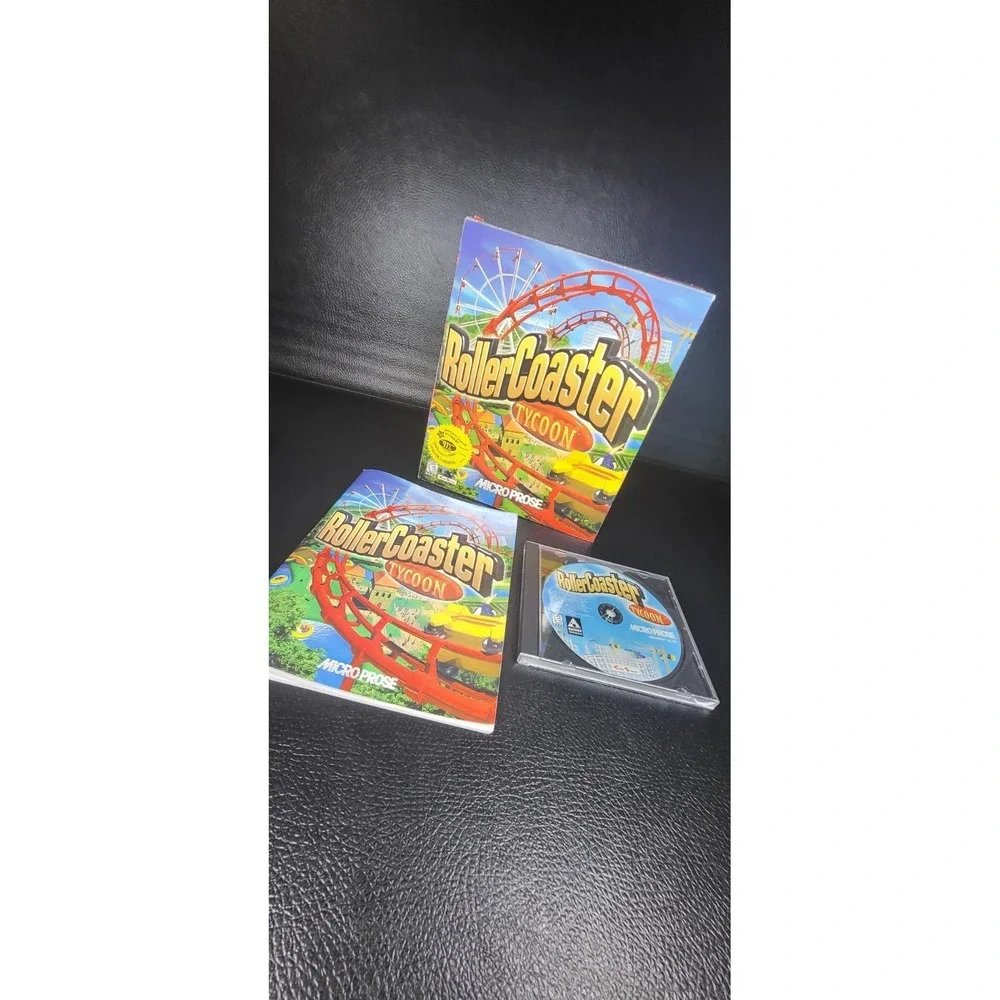 RollerCoaster Tycoon PC Game box 1999 Windows 95/'98 CD-ROM & Manual HYPE STICKR
